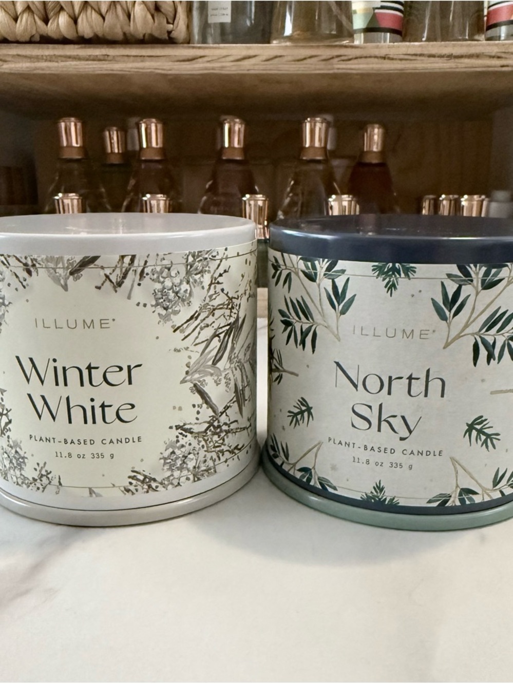 ILLUME Winter White & North Sky Scented Candles - White and Blue